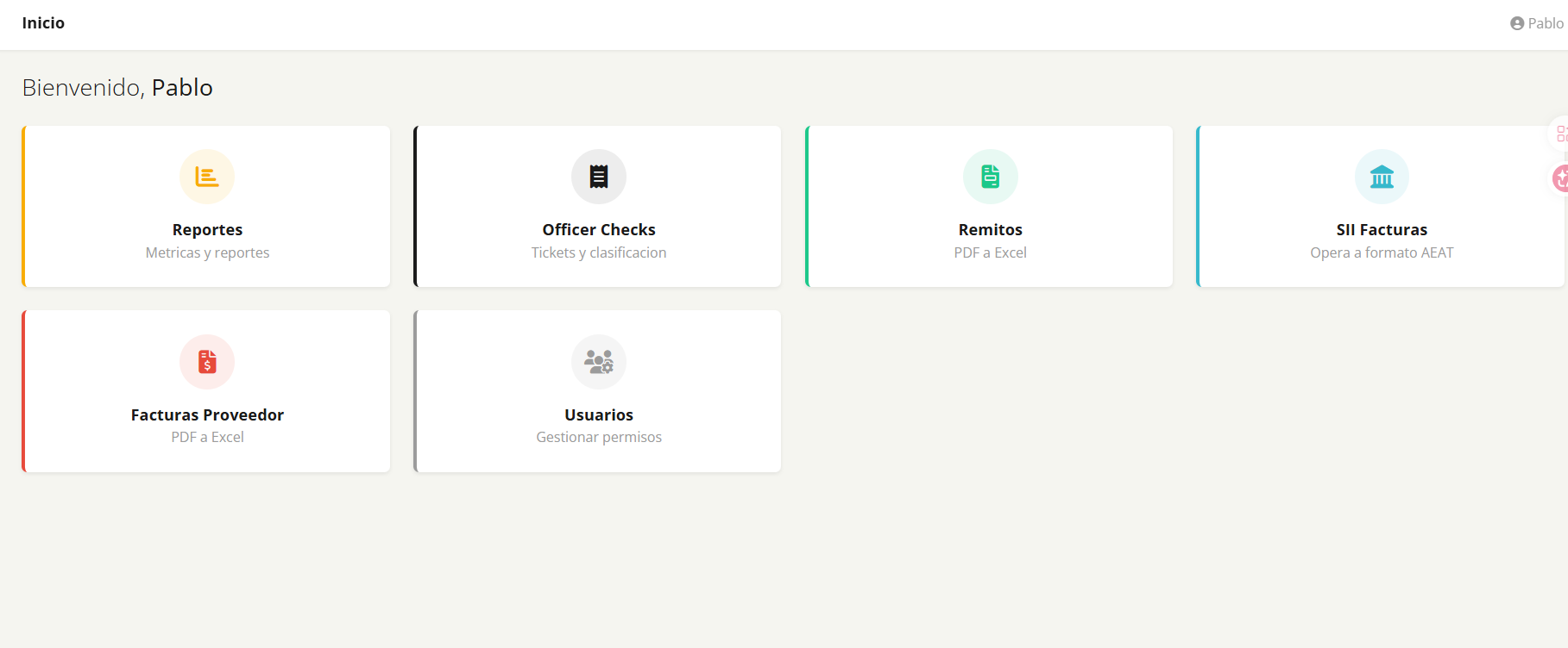 Dashboard a medida para hoteleria con modulos de reportes y comprobantes